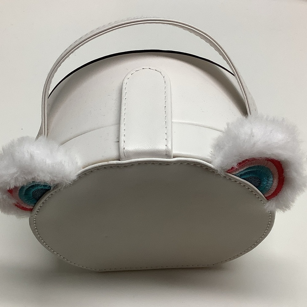 Claire’s White Furry Ear Jewelry Box With Handle. Preloved